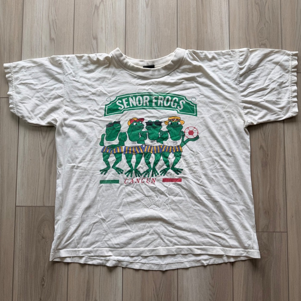 Vintage Senor Frogs T Shirt Mens XL White Cancun Mexico Frogging Graphic Tee